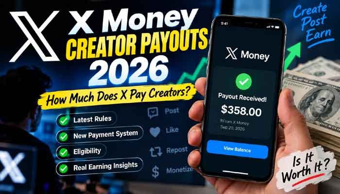 X Money creator payouts 2026 showing creator earnings, payment methods, and monetization rules.